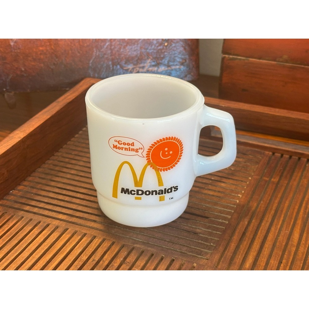 Vintage McDonald's Anchor Hocking Fire-King Milk Glass Good Morning Sun Mug USA - Picture 3 of 9